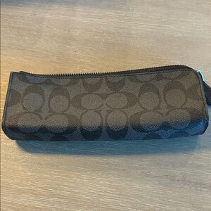 Coach Black Signature Zip Pencil Case